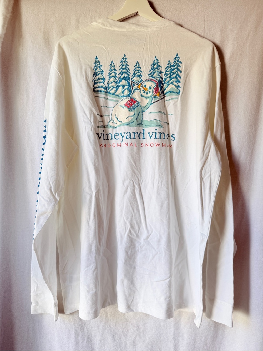 Vineyard Vines Men's Christmas Snowman Long-Sleeve Tee — White